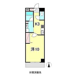 レインボープラザ 1Kの間取図画像