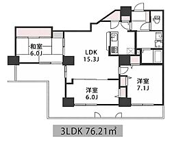 キングマンション堂島川 3LDKの間取図画像