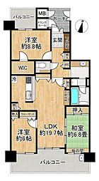 コスモ箕面ガーデンフォルム 3LDKの間取図画像