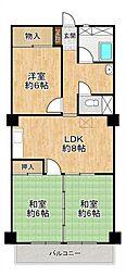 淡路第2ダイヤモンドハイム 3LDKの間取図画像