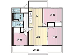 すすき野第二団地第二住宅3-6号棟 3LDKの間取図画像