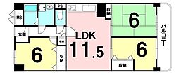 桂川ハイツ5号館 3LDKの間取図画像