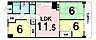 間取り：11.5畳LDKと全居室6畳以上のゆとりある3LDK。各居室に収納を備え、家族それぞれが使いやすい間取りです。