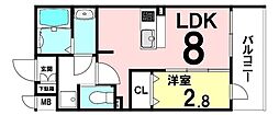 ファステート京都東福寺パラベル 1LDKの間取図画像