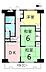 間取り：DKと洋室、和室6帖が2室の3DK。和室2室は続き間になっており、襖を開けると12帖の広い空間として使えます。バルコニーはDK側に面しています。
