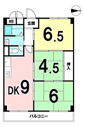 向陽グランドハイツ 3DKの間取図画像