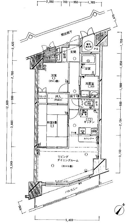 2LDK 間取り