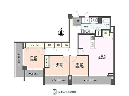 全室南向きの明るい3LDK。12階南西角部屋ならではの開放感に加え、各居室収納付きで使い勝手の良い間取り設計。すべての部屋にバルコニーがある機能的な住まいです。