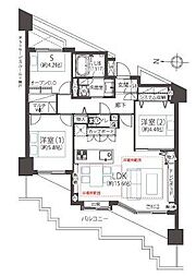 ディアナコート二子玉川園 2SLDKの間取図画像