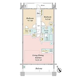 プラネスーペリア御殿山井の頭公園 2LDKの間取図画像