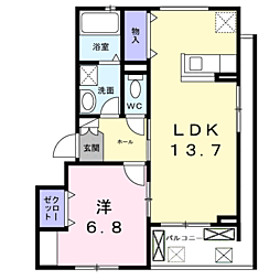 プレミール京都 1LDKの間取図画像