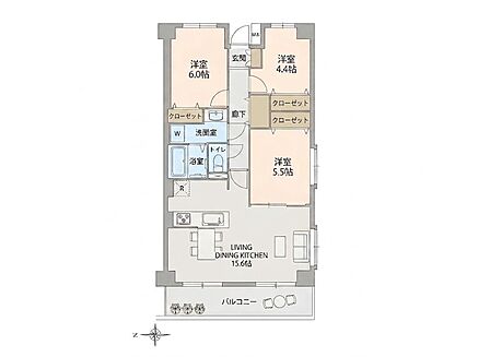3LDK 間取り