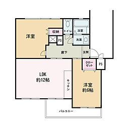 杉田大谷団地13号棟 2LDKの間取図画像