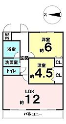 ボヌールガーデン相模大野 2LDKの間取図画像