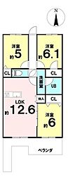 ライオンズヴィアーレ相模大野 3LDKの間取図画像