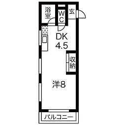 サンマンション本山 1DKの間取図画像