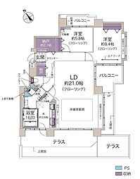 クリーンリバーフィネス東札幌グランデュオウエスト 2SLDKの間取図画像