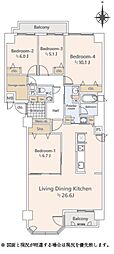 鳥居前シティハウス 4SLDKの間取図画像