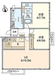 サンピア中島公園 2LDKの間取図画像