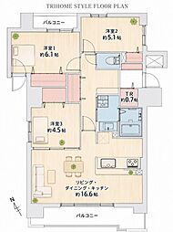 ロイヤルシャトー白石本通 3LDKの間取図画像