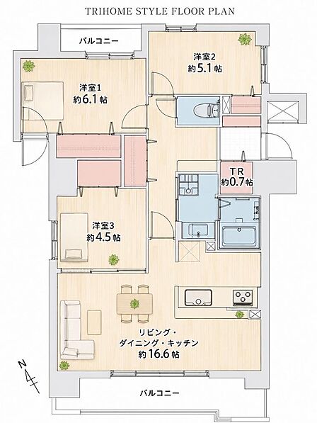 3LDK 間取り