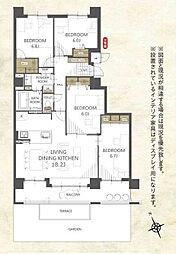 平岡フォレストタウンファミールハイツ2番館 4LDKの間取図画像
