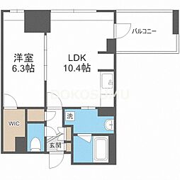 アーデンタワー福島ウエスト 1LDKの間取図画像