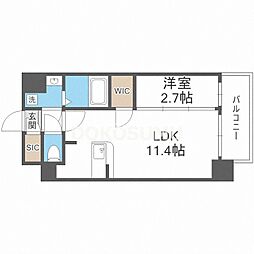アプリーレ中之島 1LDKの間取図画像