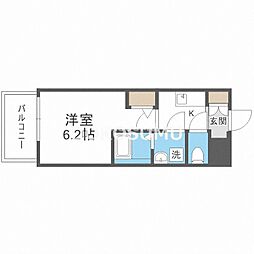 エスリードRESIDENCE大阪福島CITYWEST 1Kの間取図画像