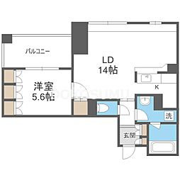 アーデンタワー福島ウエスト 1LDKの間取図画像