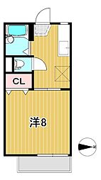 スターハイツA 1Kの間取図画像