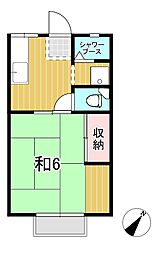 パナハイツアイコー 1Kの間取図画像