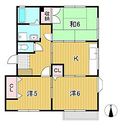 イーズアパートメントA 3Kの間取図画像