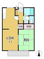 グリーンゾーンA館 1LDKの間取図画像