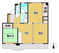 ビレッジハウス十王1 3DKの間取図画像