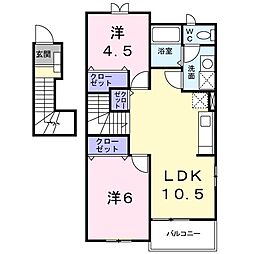 ヴィラ・フューゲル 2LDKの間取図画像