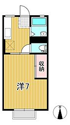 たなべハイツA 1Kの間取図画像