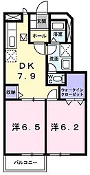 さくらんぼハイツ2 2DKの間取図画像