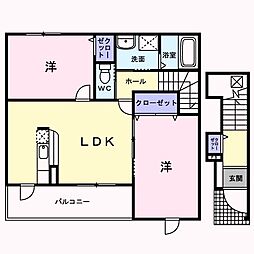 サニーK2 2LDKの間取図画像