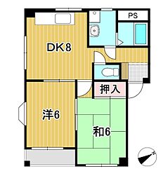 金子マンション 2DKの間取図画像