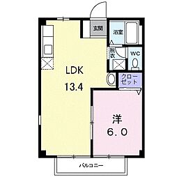 エスタシオン2 1LDKの間取図画像