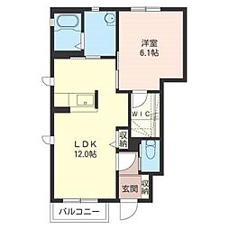 クラヴィエB 1LDKの間取図画像