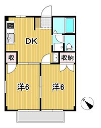 ニューシティ豊岡 2DKの間取図画像