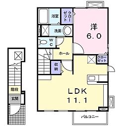 K'sル・クープル3 1LDKの間取図画像