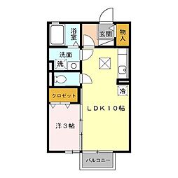 クオーレB 1LDKの間取図画像