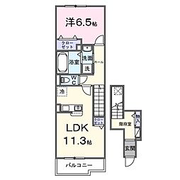 カメリア双葉 1LDKの間取図画像