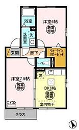 オーベンロープB 2DKの間取図画像