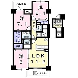 カイラス・ドルフ 3LDKの間取図画像