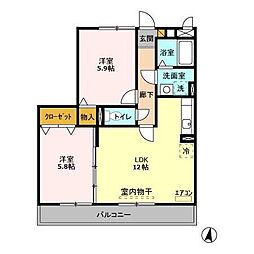グレースヒルズ2 2LDKの間取図画像
