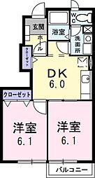BREEZEHOUSEウスイ 2DKの間取図画像